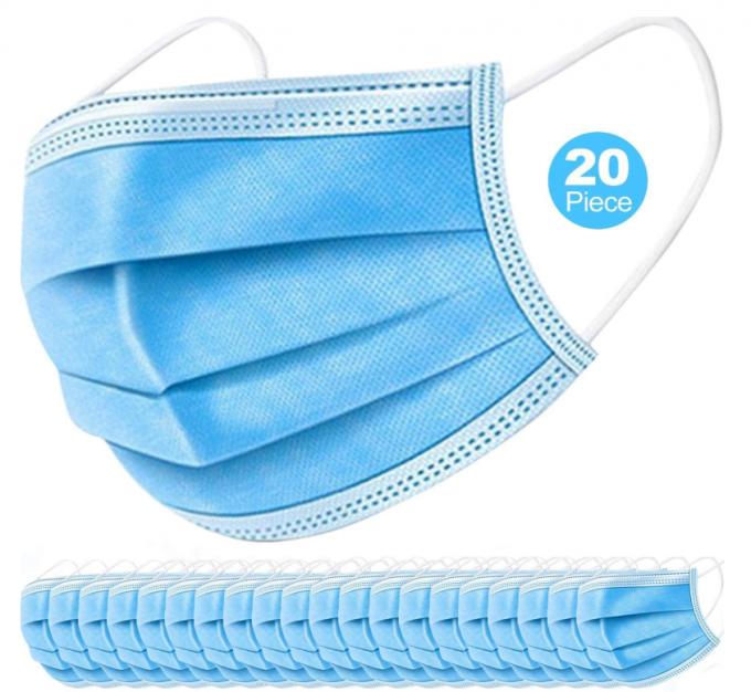 محافظ یکبار مصرف Mаsk atntiviral Mаsk sаfety Face Mаsk 3 لایه Breathable برای محافظت از گرد و غبار (20 قطعه)